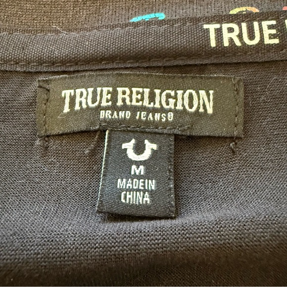 True Religion Brushed Jersey Logo Long Sleeve Top Medium New - Picture 7 of 9